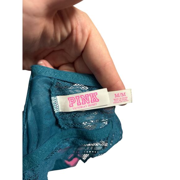 PINK Victoria's Secret Teal Lace Bralette M/M NWOT - Picture 3 of 4